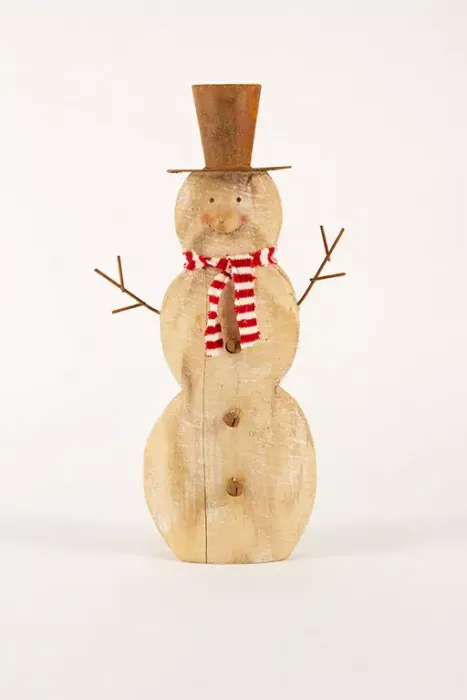 Preview: Schneemann Figur aus Holz Winterdeko jetzt kaufen