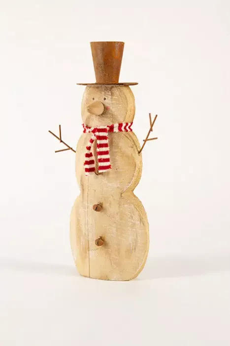 Preview: Holz Schneemann Figur für Weihnachten online bestellen