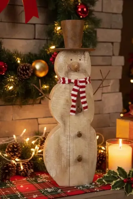 Holz Schneemann Figur für Weihnachten online bestellen