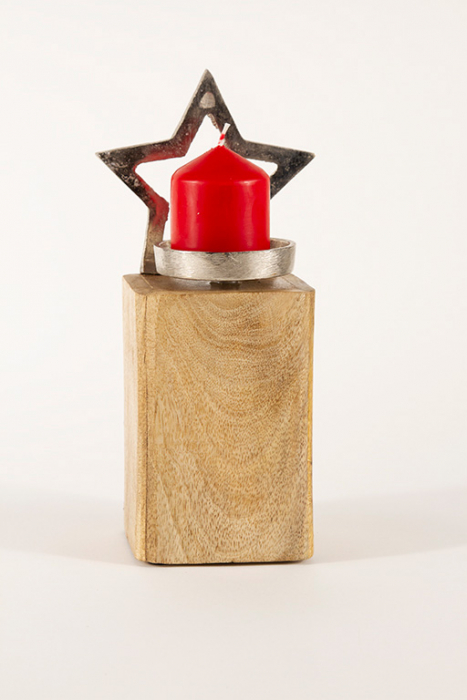 Preview: Kerzenhalter in Sternform aus Holz – festliche Dekoration