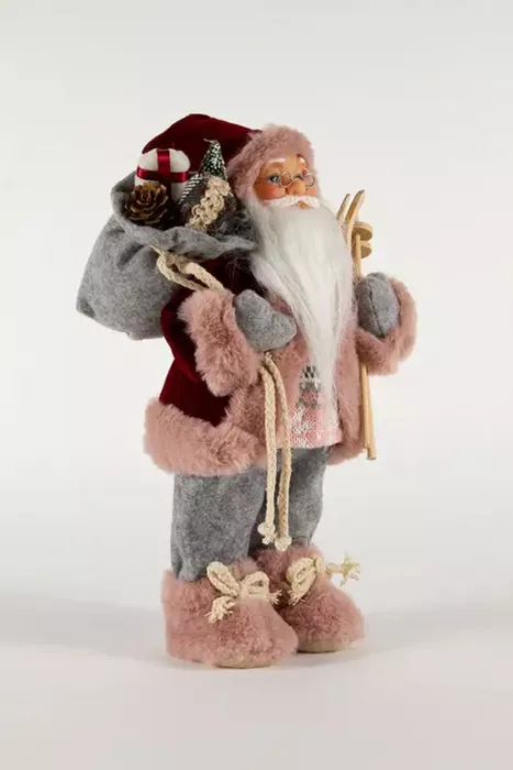 Preview: Nikolaus aus Textil – handgefertigte Weihnachtsdekoration in Pink