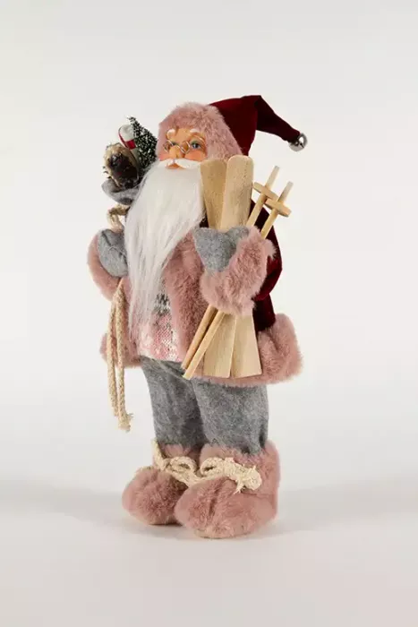 Preview: Vielseitiger Nikolaus aus Textil – 30 cm hohe Deko für Tisch, Regal oder Fensterbank