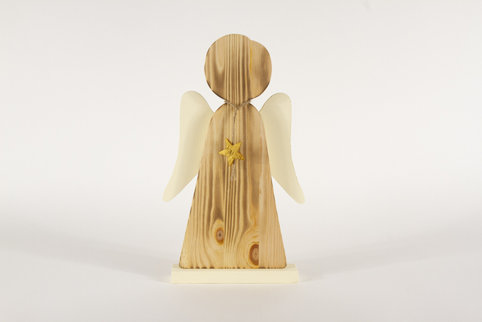 Engel aus Holz mit Fluegeln gelb 35cm