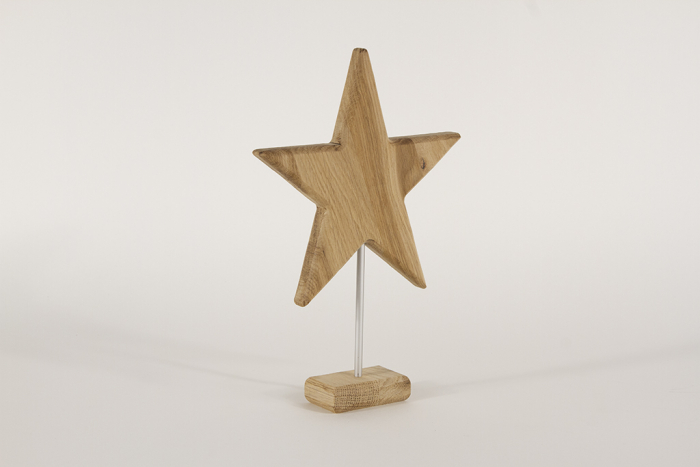 Stern aus Holz auf Metallstab Eiche 26 cm