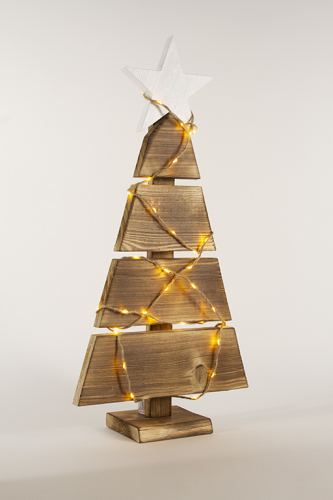 Tannenbaum Holz geflammt 58 cm LED