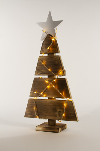 Tannenbaum Holz geflammt 58 cm LED