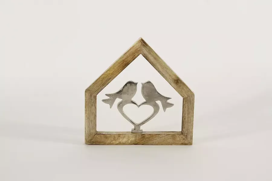 Preview: Metall Wandhänger Vogel im Haus – Deko für Wand oder Fenster im Landhausstil