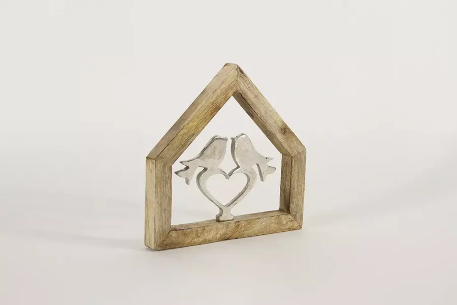 Preview: Metall Wandhänger Vogel im Haus – Deko für Wand oder Fenster im Landhausstil