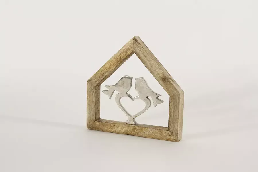 Preview: Metall Wandhänger Vogel im Haus – Deko für Wand oder Fenster im Landhausstil