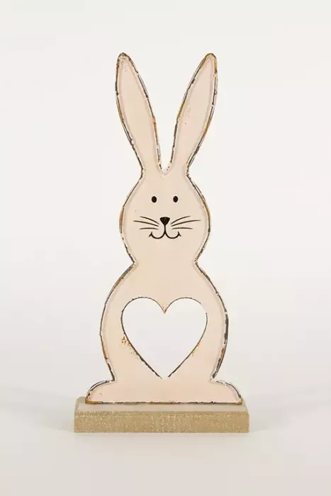 Preview: Hase aus Metall auf Holz rosa 27 cm