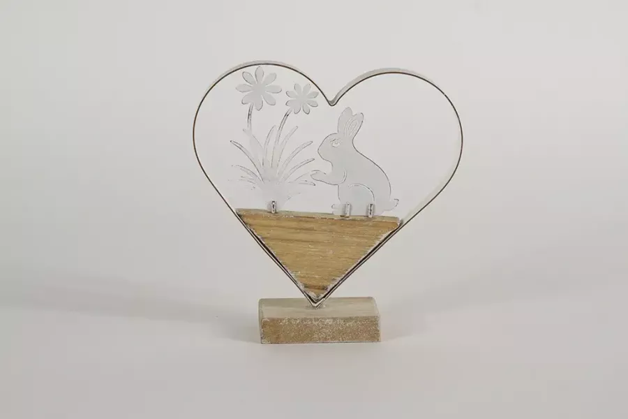 Preview: Herz mit Hase aus Metall Holz