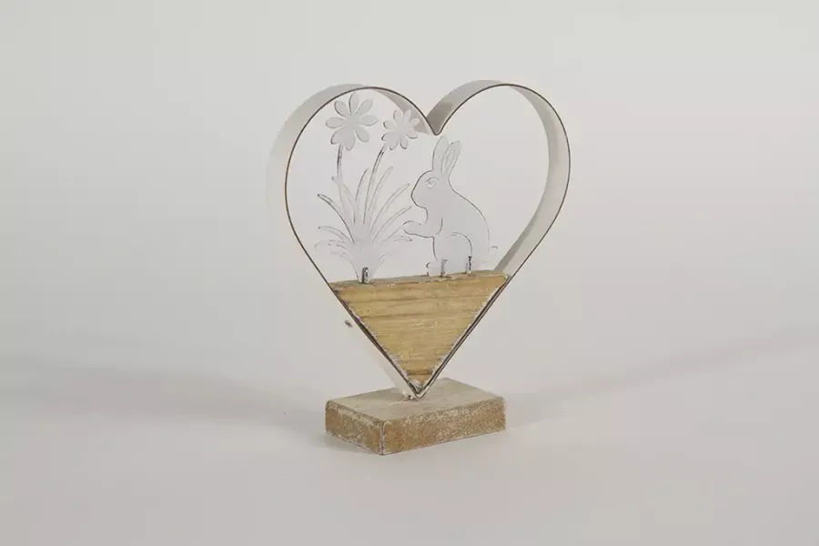 Preview: Herz mit Hase aus Metall Holz