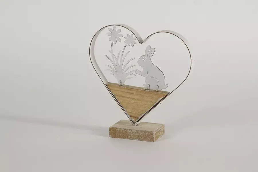 Preview: Herz mit Hase aus Metall Holz