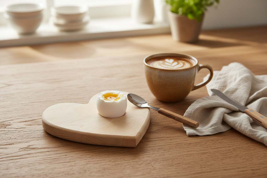 Preview: Eierbrett in Herzform aus Holz – Frühstücksbrett jetzt online kaufen