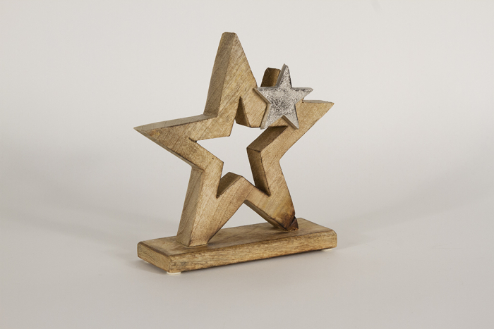 Stern aus Holz mit Metall Stern