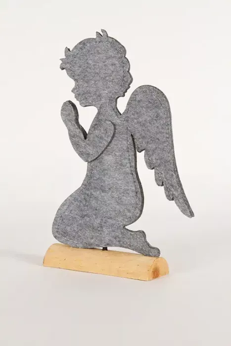 Preview: Zauberhafter Filzengel auf Baumstumpf – perfekte Deko zu Weihnachten & Jahresende