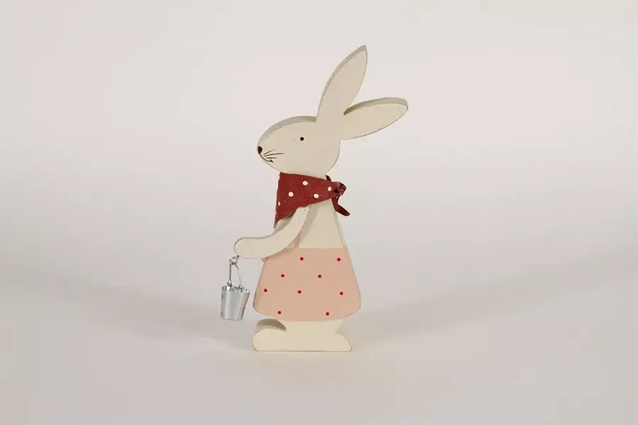 Preview: Osterhase aus Holz mit Eimer