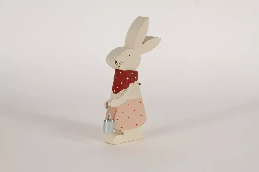 Preview: Osterhase aus Holz mit Eimer