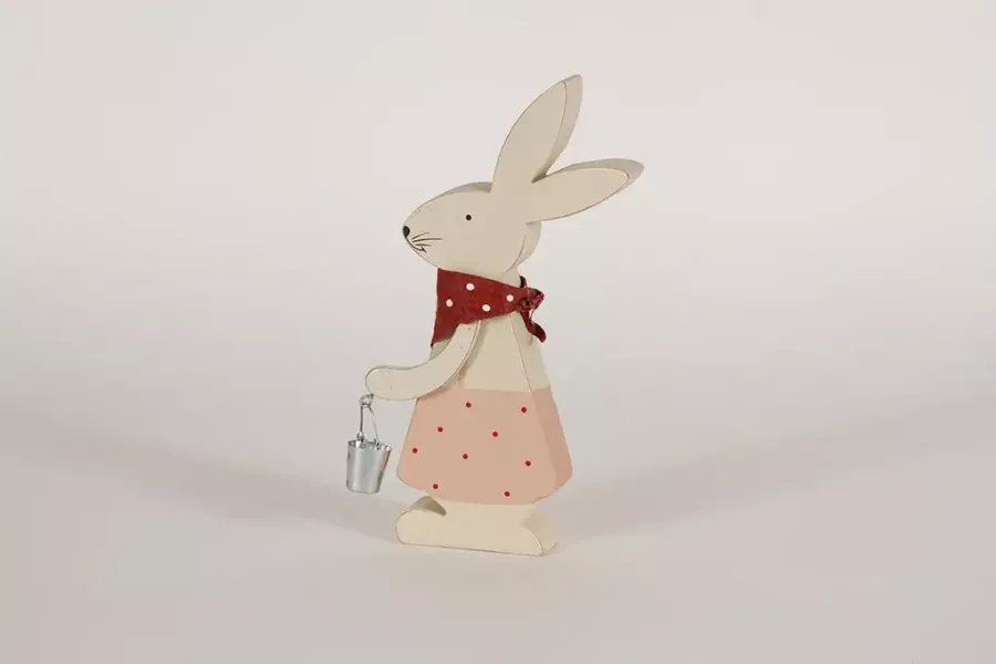 Preview: Osterhase aus Holz mit Eimer