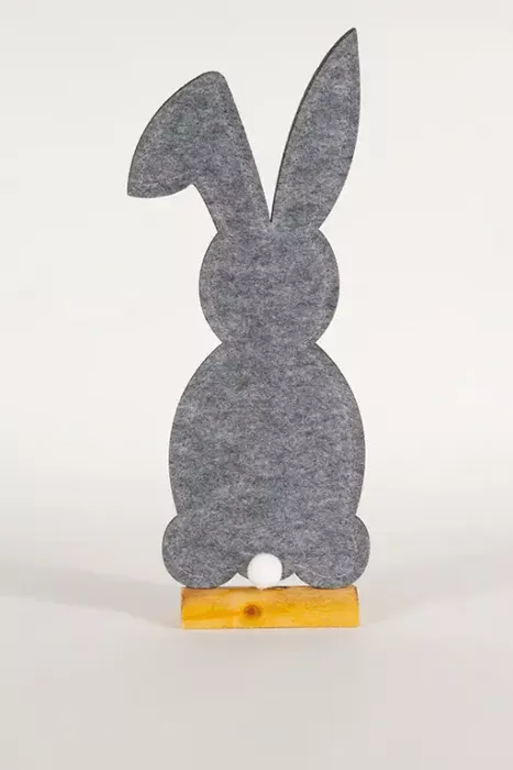 Preview: Hase aus Filz auf Holzständer grau