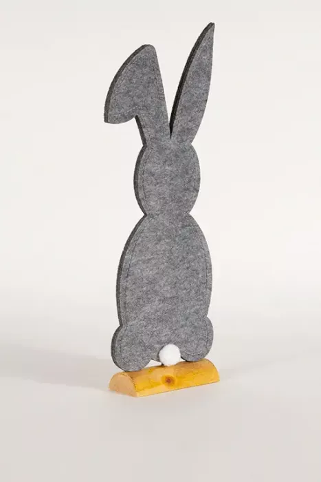 Preview: Hase aus Filz auf Holzständer grau