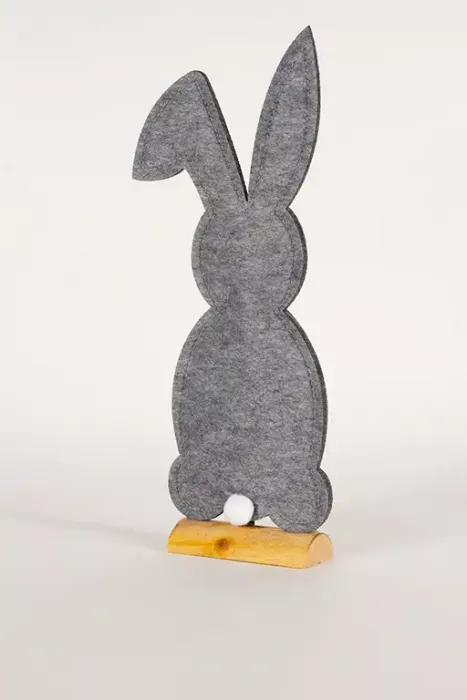 Preview: Hase aus Filz auf Holzständer grau