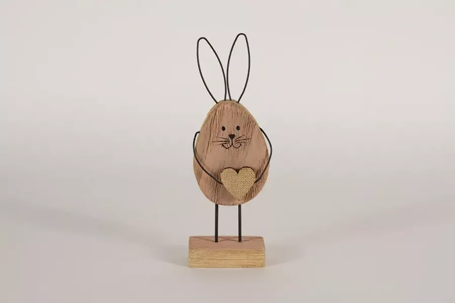 Preview: Hase aus Holz und Metall rosa