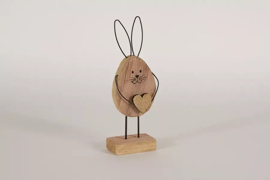 Preview: Hase aus Holz und Metall rosa