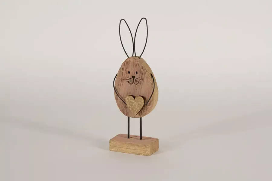 Preview: Hase aus Holz und Metall rosa