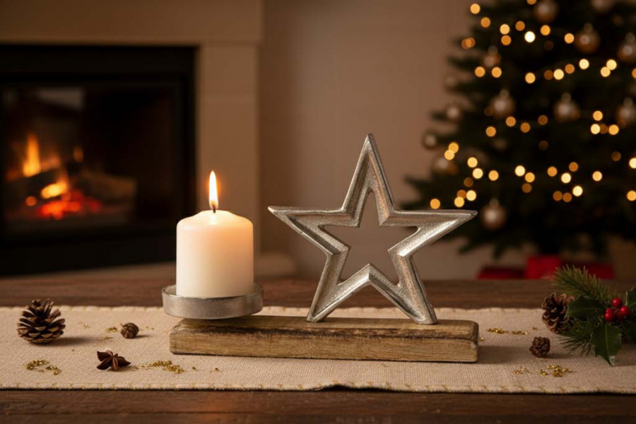 Preview: Kerzenhalter Stern Metall