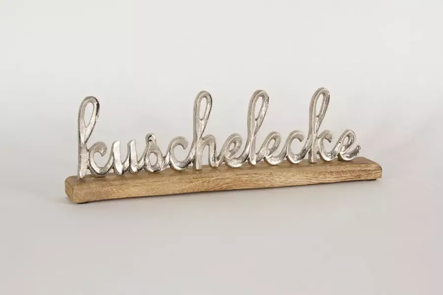 Preview: Metall-Schriftzug Kuschelecke für Sofa oder Wohnbereich