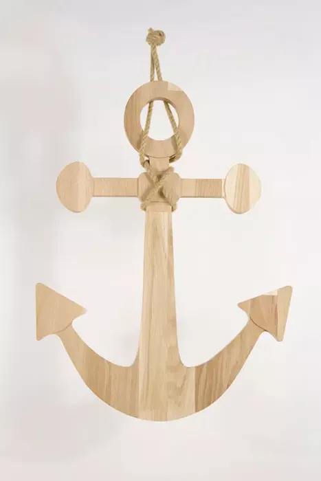 Wanddeko Anker aus Holz Eiche 50 cm