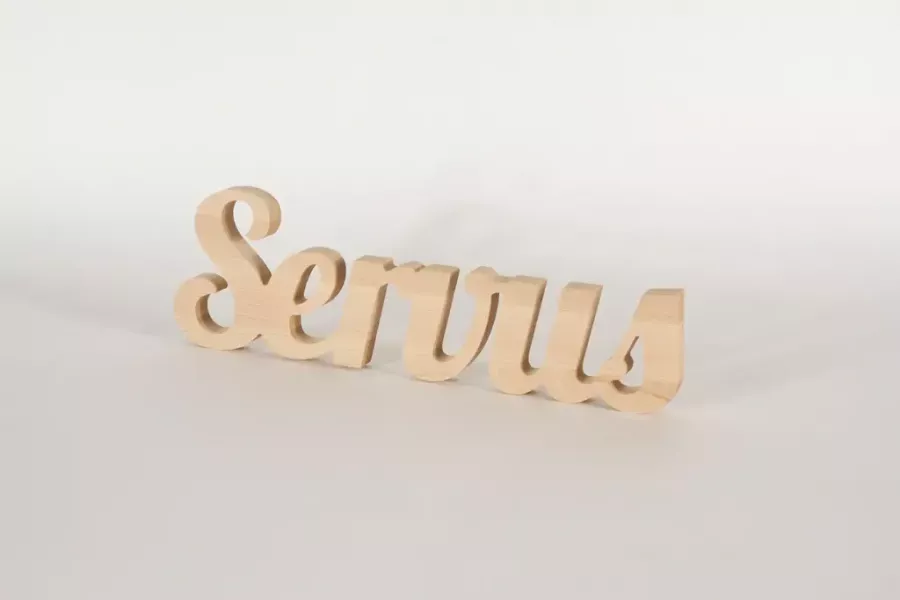 Bayerischer Schriftzug Servus Holz für Eingang