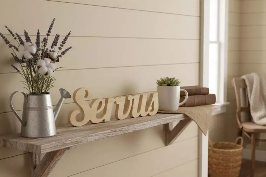 Bayerischer Schriftzug Servus Holz für Eingang