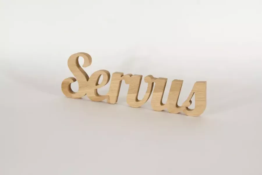 Preview: Bayerischer Schriftzug Servus Holz für Eingang