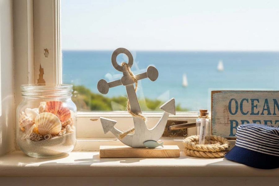 Preview: Anker weiss auf Sockel