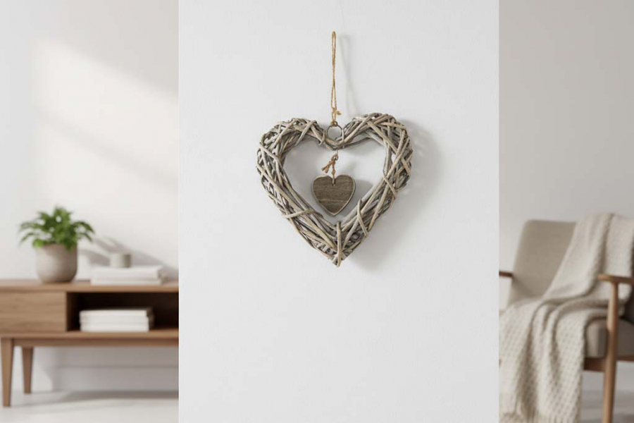 Preview: Herzförmige Hängedeko zum Aufhängen – perfekt für romantische Dekoideen. Jetzt bestellen!
