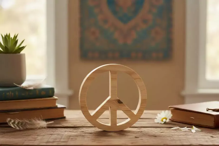Rustikales Peace-Zeichen aus Holz – Friedenssymbol für dein Zuhause