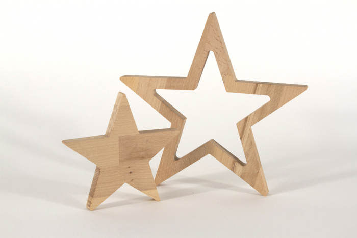Stern aus Holz 2er Set Buche