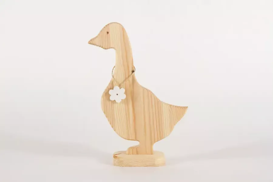 Preview: Ente aus Holz auf Sockel