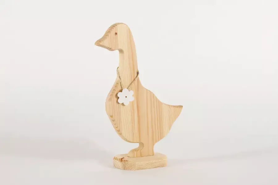Preview: Ente aus Holz auf Sockel