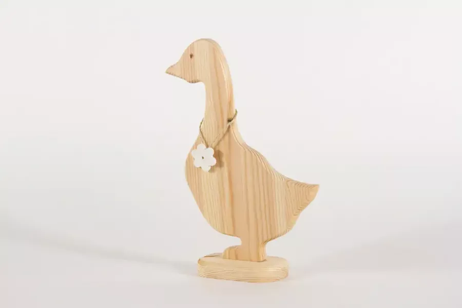 Preview: Ente aus Holz auf Sockel