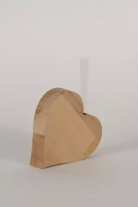 Preview: Herz aus Holz mit Glas – romantischer Kerzenhalter und Deko für Zuhause