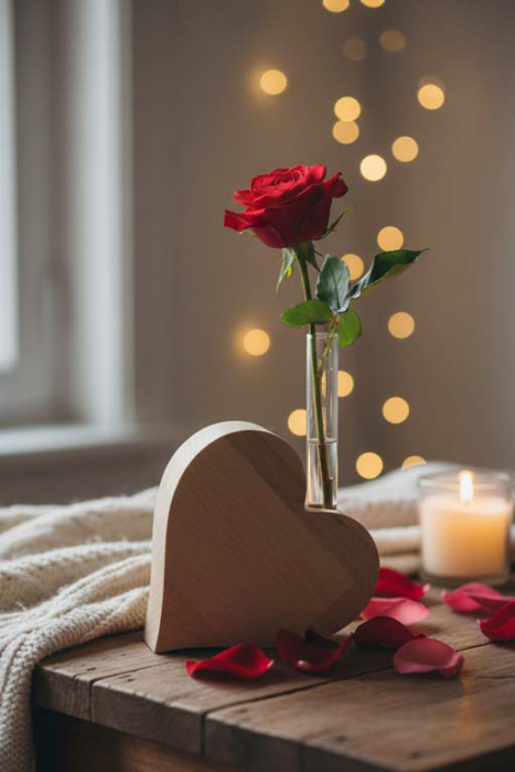 Preview: Herz aus Holz mit Glas – romantischer Kerzenhalter und Deko für Zuhause