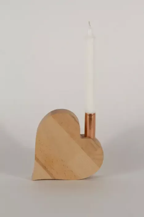 Preview: Herz aus Holz mit Kerzenhalter – romantische Tischdeko mit Kerzenlicht