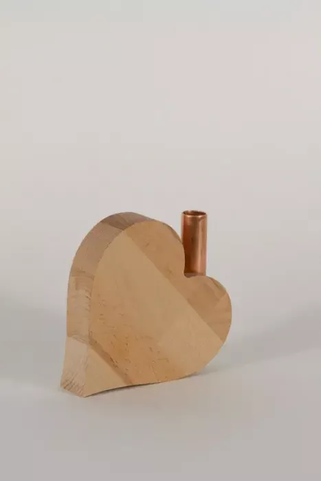 Preview: Herz aus Holz mit Kerzenhalter – romantische Tischdeko mit Kerzenlicht