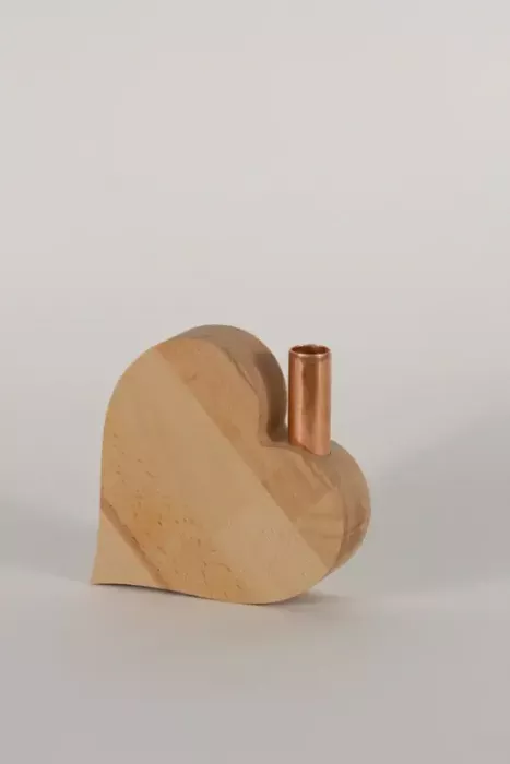 Preview: Herz aus Holz mit Kerzenhalter – romantische Tischdeko mit Kerzenlicht