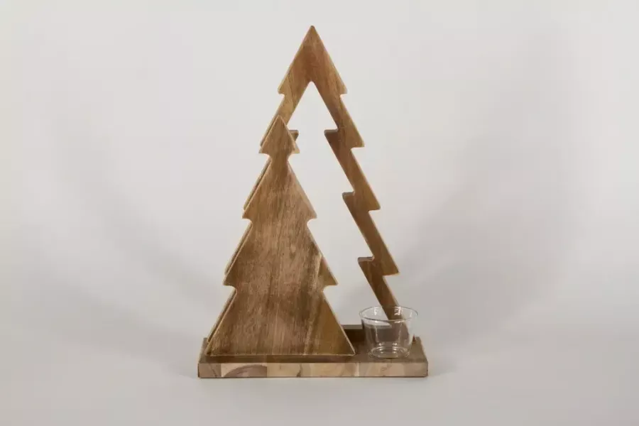 Preview: Tannenbaum Duett aus Holz im Used Look – rustikale Weihnachtsdekoration
