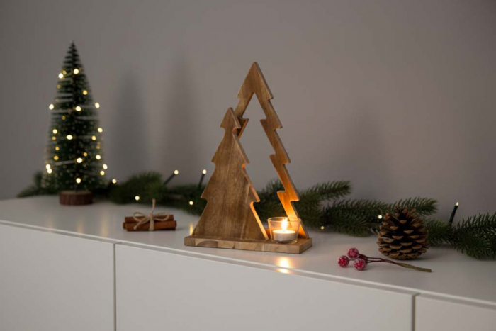 Tannenbaum Duett aus Holz im Used Look – rustikale Weihnachtsdekoration