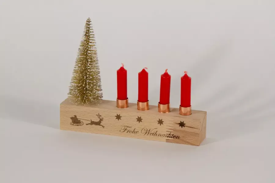 Preview: Stilvoller Kerzenhalter Advent aus Buche Holz – perfekte Weihnachtsdekoration
